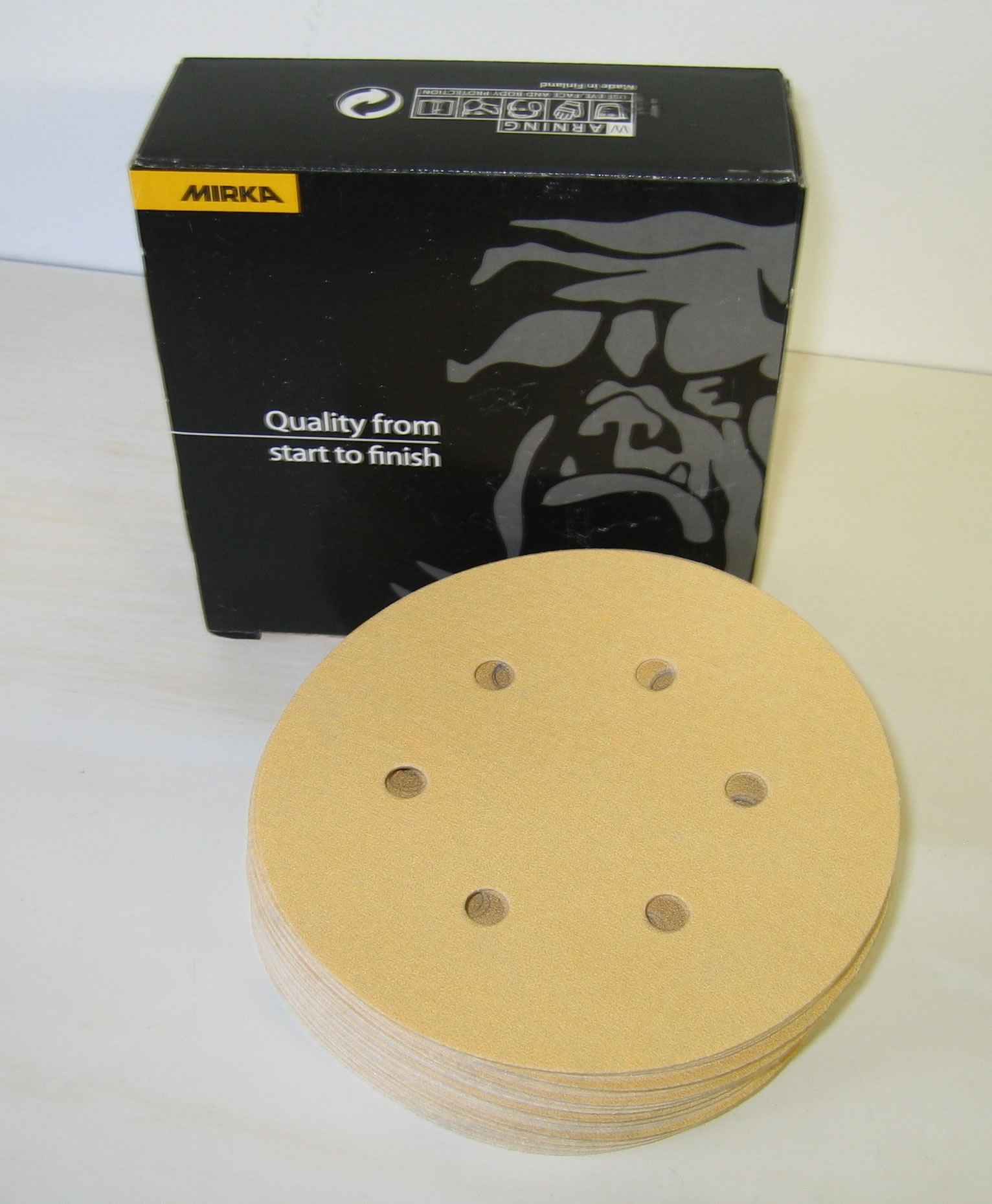 Gold 6 Inch 6 H Vacuum Hook and Loop 60 and 80 Grit Discs 23-624 by Mirka Abrasives